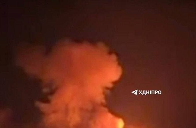 Пожар на Приднепровской электростанции после удара Искандером