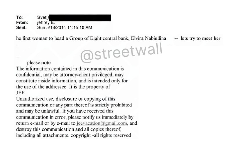 Набиуллина фигурирует в новых файлах Эпштейна