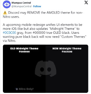 Темная тема в Discord станет платной для OLED-экранов