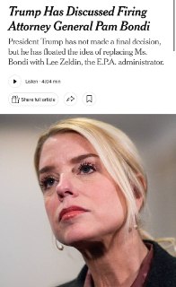 Трамп отправил в отставку генпрокурора США Бонди