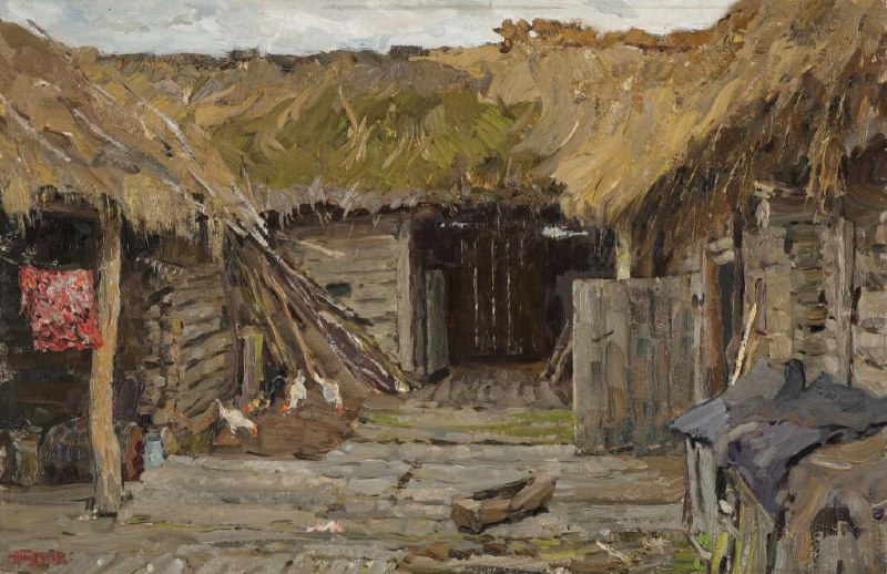 Картина Андрея Тутунова «Деревенский двор»: гармония сельского быта