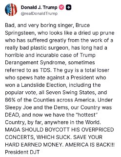 Сатира: «Президент» призывает бойкотировать Спрингстина