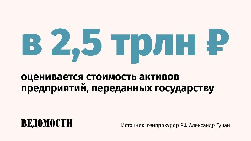 В российскую казну переданы активы на 2,5 трлн рублей