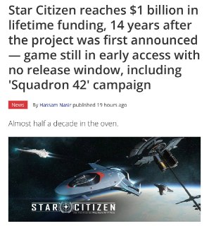 Разработка Star Citizen длится 14 лет и собрала около $1 млрд