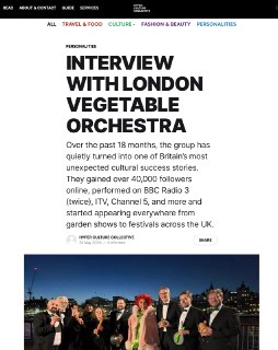 Вышло интервью с британским коллективом London Vegetable Orchestra
