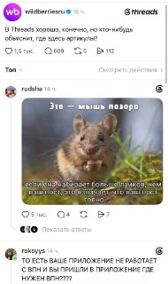 Wildberries столкнулся с критикой пользователей в Threads из-за блокировки доступа через VPN