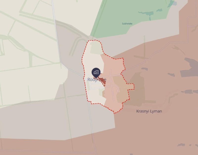 Продвижение российских войск в районе Родинского