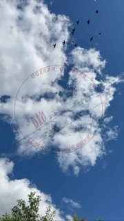 Применение новых реактивных дронов-камикадзе «Герань-5» в районе Чернигова