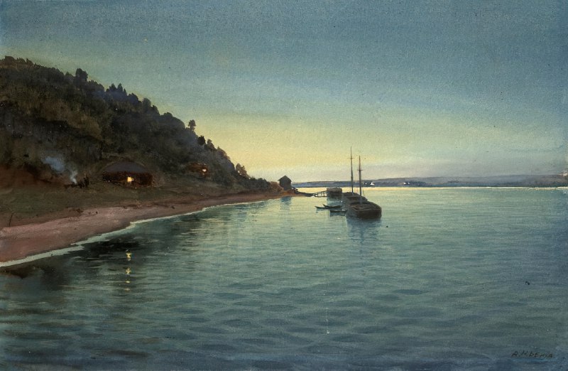 Картина Альберта Бенуа «Вид на Волге подле Казани» (1901)