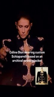Селин Дион в кастомном жакете Schiaparelli на концерте в Париже